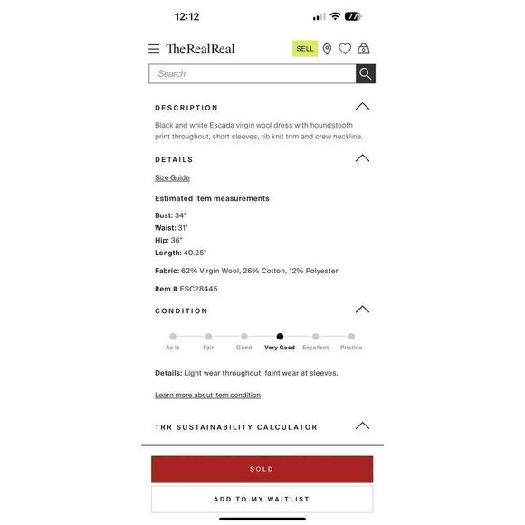 Escada Black & White Houndstooth Scoop Neck Wool Sheath Dress Size Med Designer - Picture 11 of 14